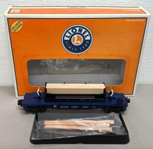 2006 Lionel Moe & Joe Flatcar 26848, Model Train Car, Blue, Includes Wooden Boards