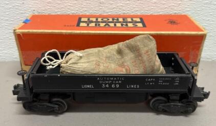 1949-1955 Lionel 3469 Automatic Dump Car with Original Box and Coal Bag
