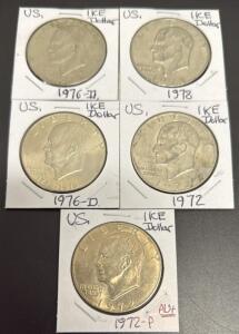 Eisenhower Dollar Coin Collection, 1972, 1976-D, 1978, Mint Marks P & D