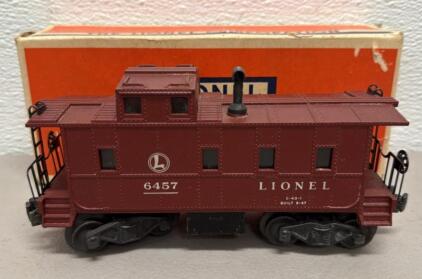 1954-1956 Lionel 6457 Red Caboose, O Scale Model Train with Original Box