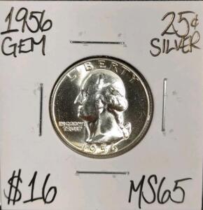 1956 MS65 Gem Silver Washington Quarter