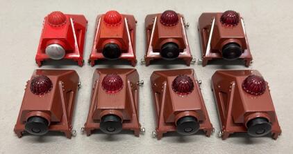 (8) Lionel 2283 Model Train Bumpers, 1987, Red/Brown, Made in Macao