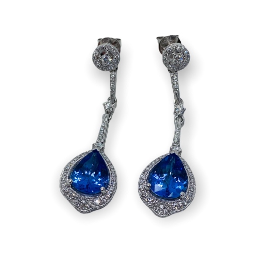 $14,151 Value, Platinum Tanzanite & Diamond Earrings