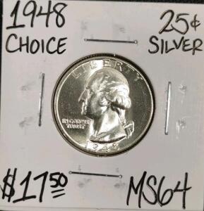 1948MS64 Choice Silver Washington Quarter