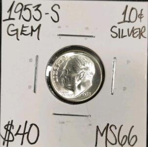 1953-S MS66 Gem Silver Roosevelt Dime