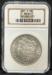 1881 Morgan Dollar, MS 64, San Francisco Mint, NGC Certified