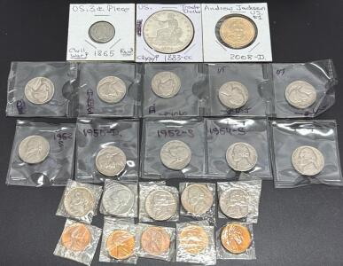 US Coin Collection: Trade Dollar, 3&cent; Piece, Andrew Jackson $1, 1865-2008