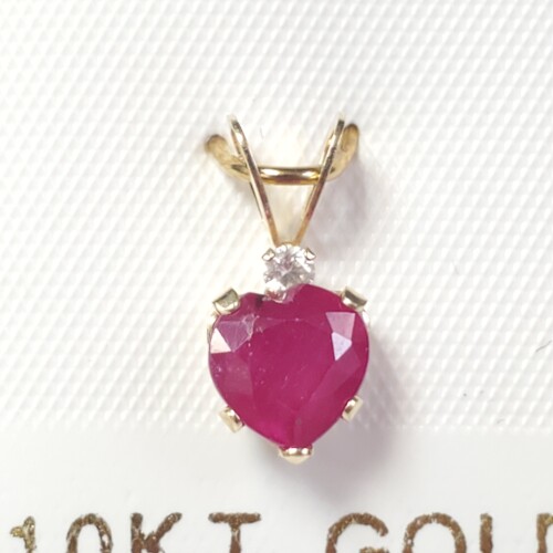 $400 10K Ruby(1ct) Diamond(0.03ct) Pendant