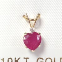 $400 10K Ruby(1ct) Diamond(0.03ct) Pendant