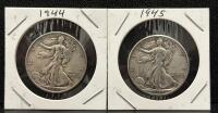 Walking Liberty Half Dollar Coins 1944 & 1945, 90% Silver, U.S. Mint