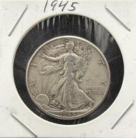 Walking Liberty Half Dollar Coins 1944 & 1945, 90% Silver, U.S. Mint - 5