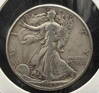 Walking Liberty Half Dollar Coins 1944 & 1945, 90% Silver, U.S. Mint - 6