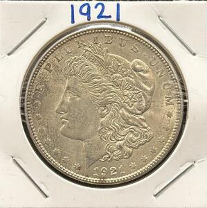 1921 Morgan Dollar Coin, United States, 90% Silver Composition