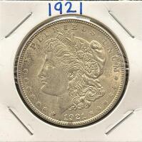 1921 Morgan Dollar Coin, United States, 90% Silver Composition