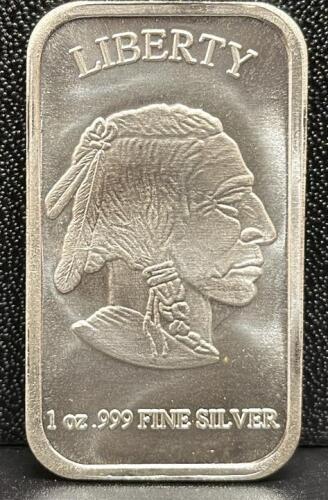 1 oz .999 Fine Silver Buffalo Bar, Native American Design