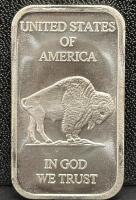 1 oz .999 Fine Silver Buffalo Bar, Native American Design - 2