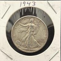 (2) 1943 Walking Liberty Half Dollar Coins, Silver 90%, U.S. Mint - 2