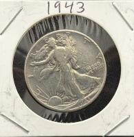 (2) 1943 Walking Liberty Half Dollar Coins, Silver 90%, U.S. Mint - 5