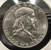 1962 Franklin Half Dollar, Denver Mint, 90% Silver, E Pluribus Unum - 3