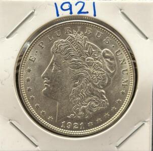 1921 Morgan Dollar, 90% Silver, Lady Liberty & Eagle Design