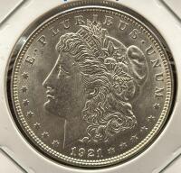 1921 Morgan Dollar, 90% Silver, Lady Liberty & Eagle Design - 3