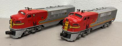 1950-1952 Two Engine Set Of Lionel Santa Fe Diesel Locomotives 2343, O Scale, Red and Silver