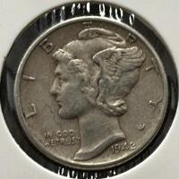 1942 & 1944 Mercury Dimes, 90% Silver, U.S. Mint - 3