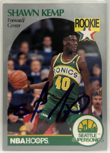 Autographed Shawn Kemp NBA Hoops Rookie Card, Seattle SuperSonics, 1990, Beckett Authenticated