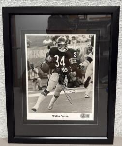 Walter Payton Autographed Framed Photograph, Beckett Certified, Payton CertifiedChicago Bears