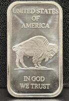 1 oz .999 Fine Silver Bullion Bar, Native American and Bison Design - 2