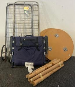 Stadium Foldable Seat, (2) Table Tops, (2) Vintage Folding Grocery/Utility Carts