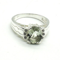 Silver Green Amethyst Cz(4.5ct) Ring