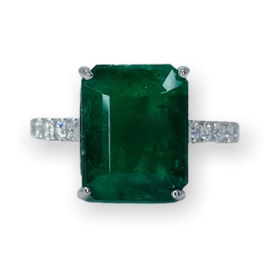 $13,235 Value, 18K Emerald & Diamond Ring