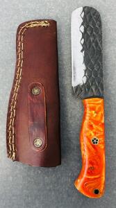 Carbon Steel Fixed Blade Hunting Knife With Leather Sheath(8.5" Overall Length)