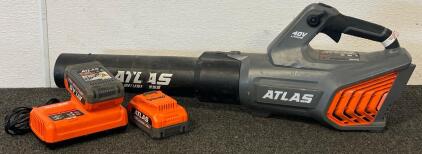 Atlas 40V Cordless Leaf Blower W/ Battery Charger & Two Batteries