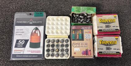 Lead Muzzleloading Bullets, Powerbelt .50 Caliber Bullets, and Shock Wave Bullets