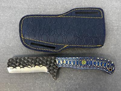 Straight Edge Carbon Steel Fixed Blade Hunting Knife With Leather Sheath(8.5" Overall Length)