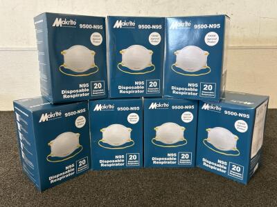 (7) Boxes Of Makrite 9500-an95 Disposable Respirators