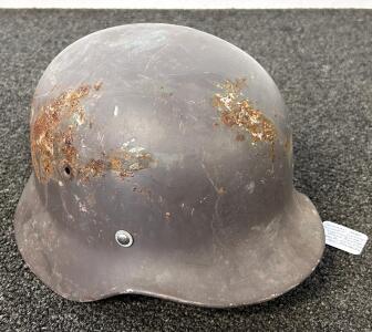 Vintage M40 WWII German Rolled Rim Helmet With Liner and Chinstraps