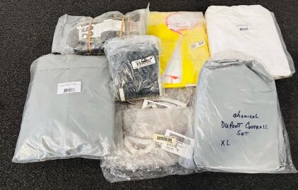 Safety Gear Includes: Safety Coveralls, Disposable Plastic Shoecovers, DuPont Coveralls Sets, Chemical Gloves and More