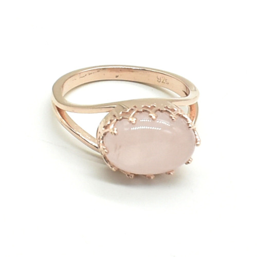 RoseGold Plated Sil Rose Quartz(7.5ct) Ring