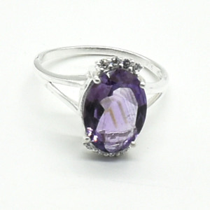 Silver Amethyst Cz(2.6ct) Ring