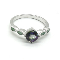 Silver Mystic Topaz Emerald(1.3ct) Ring