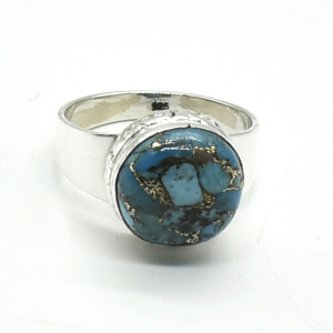 Silver Blue Copper Turquoise(6.3ct) Ring