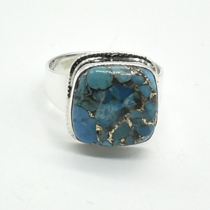 Silver Blue Copper Turquoise(9.2ct) Ring