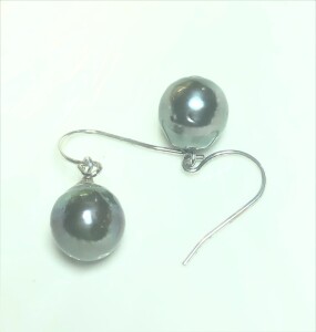 $600 Silver Genuine Tahitian Pearls 10-11Mm Earrings