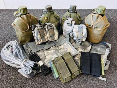 Military Tactical Gear Bundle &ndash; (4) Military Canteens, (2) Molle II Bandoleer Ammunition Pouches, Voodoo Pouches, Tactical Belt 2.0, Laces, and Double Pistol Mag Pouches