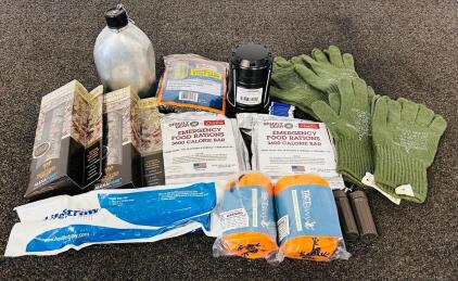 Emergency Preparedness and Survival Gear Bundle Including: Emergency Food Rations, Water Filtration Systems, Shelter and Warmth, Canteen, and More