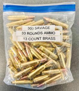 (33) Rnds Of 300 Savage And (13) Count Brass Casings