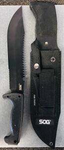 15" SOG Jungle Primitive Fixed Machete With Sheath